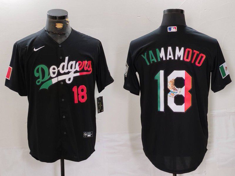 Men Los Angeles Dodgers #18 Yamamoto Black Fashion Nike Game MLB Jersey style 7013->los angeles dodgers->MLB Jersey